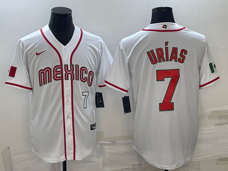 Men 2023 World Cub Mexico #7 Urias White Nike MLB Jersey20